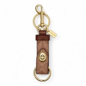 Coach Trigger Snap Bag Charm Keychain in Signature Canvas ☆